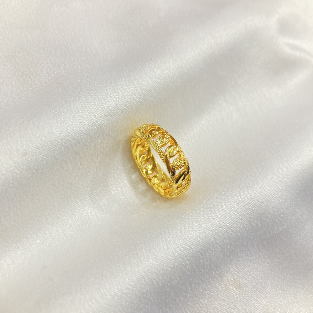 Cincin 24K Lapis Emas Polos Perhiasan Wanita
