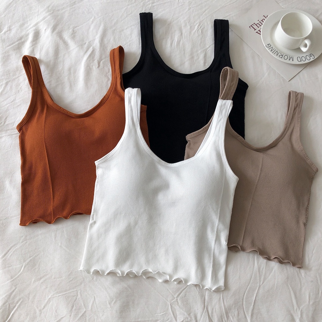 Nicebra Tanktop Bra Wanita With Cup Tank Top Square Korea Singlet Atasan Dalaman Import 1112