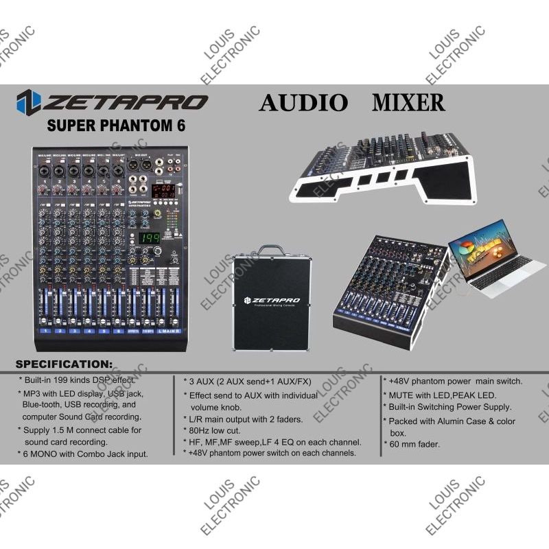 Mixer Audio ZETAPRO SUPER PHANTOM 6 SUPER PHANTOM6 6 Channel ORIGINAL Free Koper