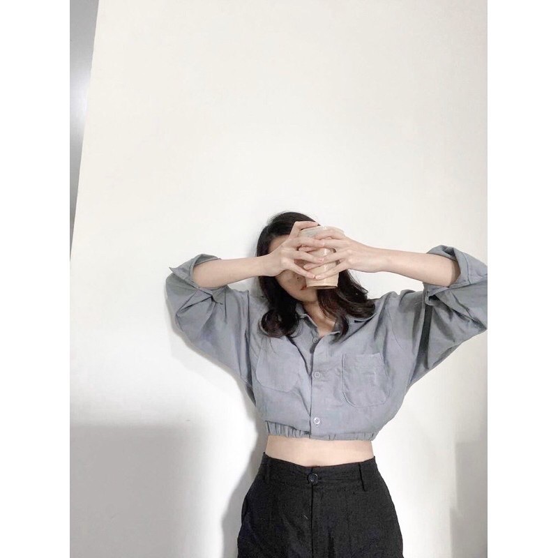 kemeja crop / blouse crop korea