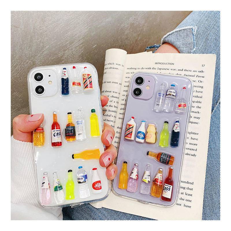 Soft case Desain Botol wine Tiga Dimensi Untuk iPhone 13 12 11 Pro MAX Mini X XS MAX XR SE 2022 2020 7 8 Plus