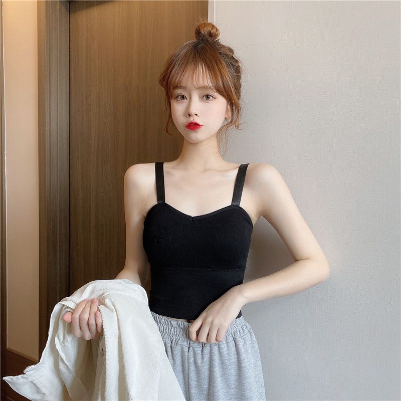 TOPGROSIR TG1065 Tanktop Wanita Tali Tebal Crop Busa Import