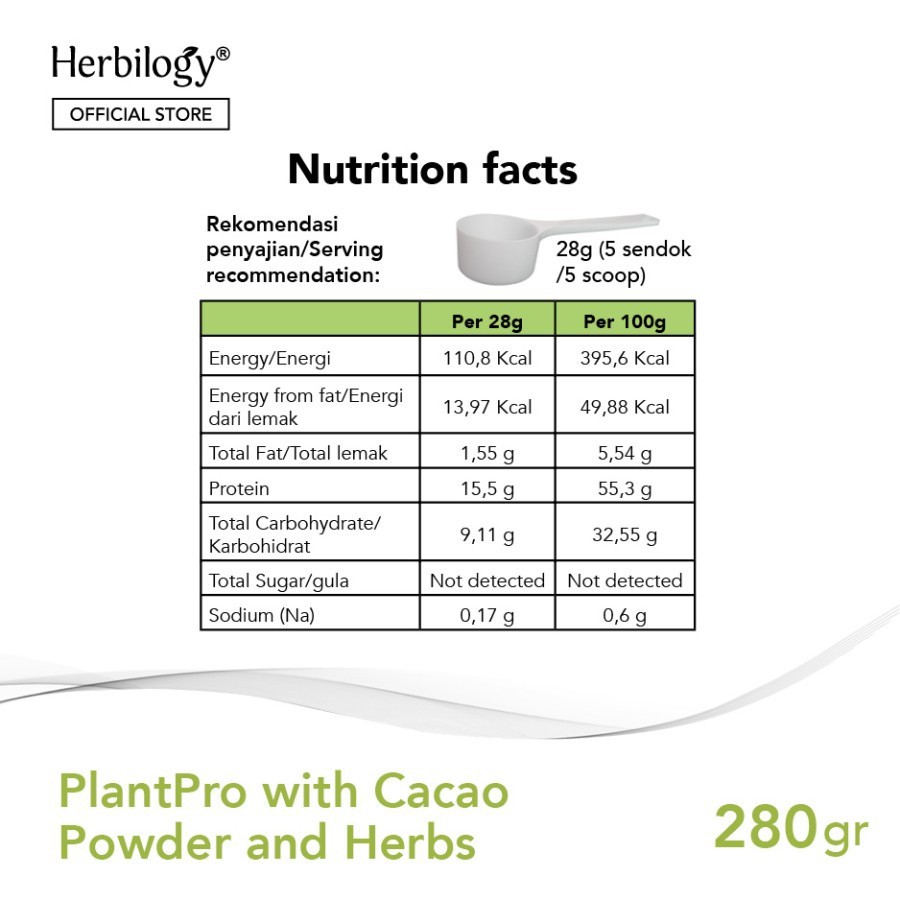 Herbilogy PlantPro Powder–Cocoa 280g (plant protein)