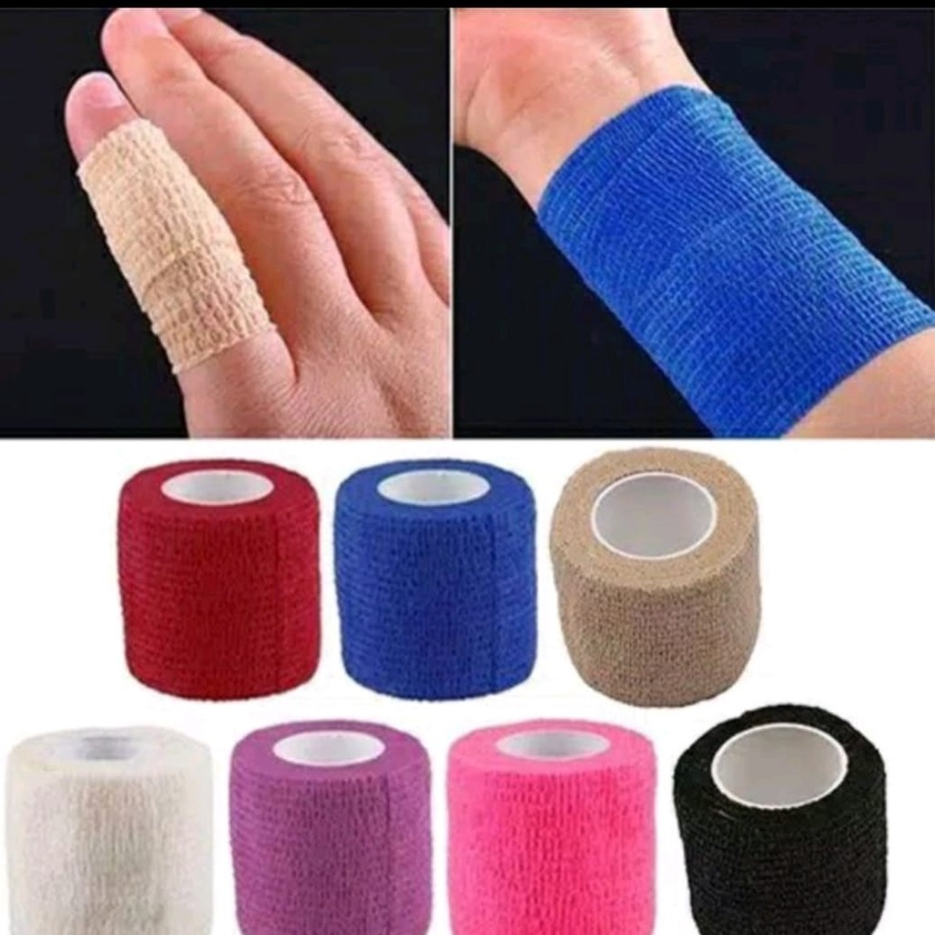 FINGER TAPE/ PERBAN ELASTIS / PERBAN BERPEREKAT / COHESIVE BANDAGE UKURAN 5CM X 4,5M