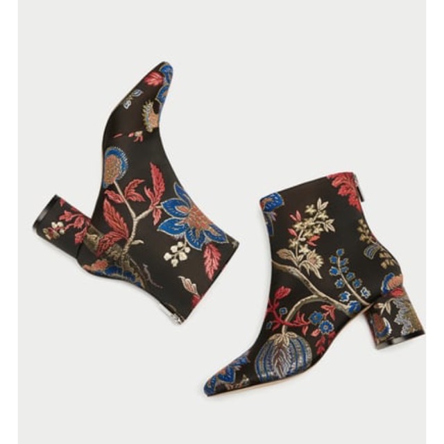 High hell jacquard ankle boots zara
