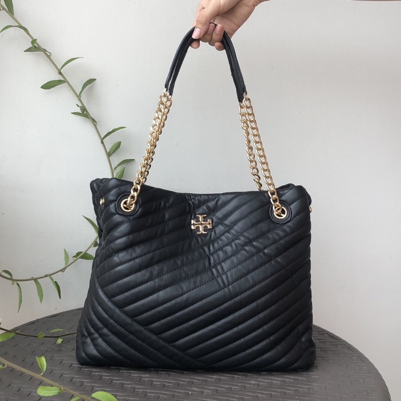 PRELOVED Tas Brand Tory Burch Kira Chevron Tote Bag Black