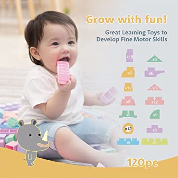 MOOMU Soft Building Block Baby Toys 120 pcs | Mainan Balok Bayi