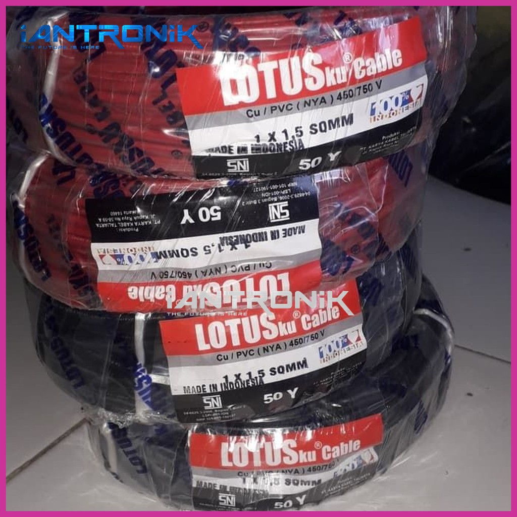 LOTUSku NYA 1x1.5 1.5mm Kabel Listrik Tunggal Engkel Roll 50Y SNI