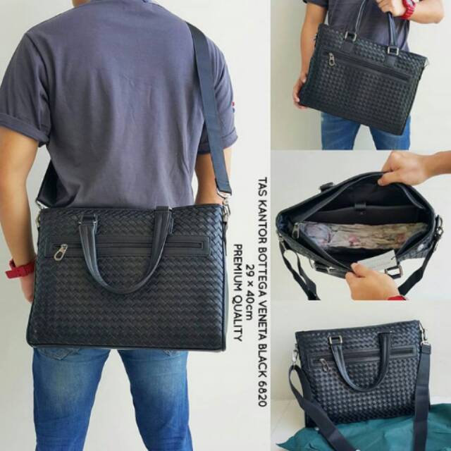 Office Bag Bottega Black 6820 Premium Quality