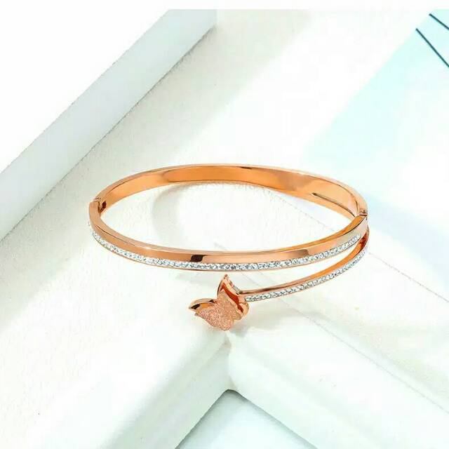 GG Gelang Bangle Aksen Kupu-kupu Titanium #GB-