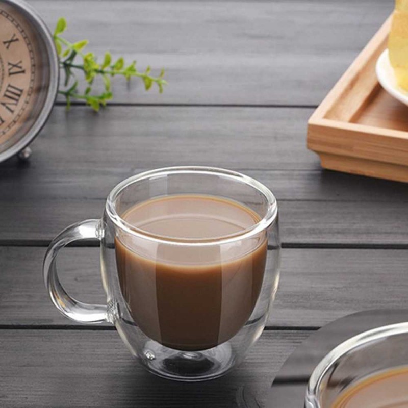 Cangkir Gelas Kopi Teh Anti Panas Neyda Double-Wall Glass Round