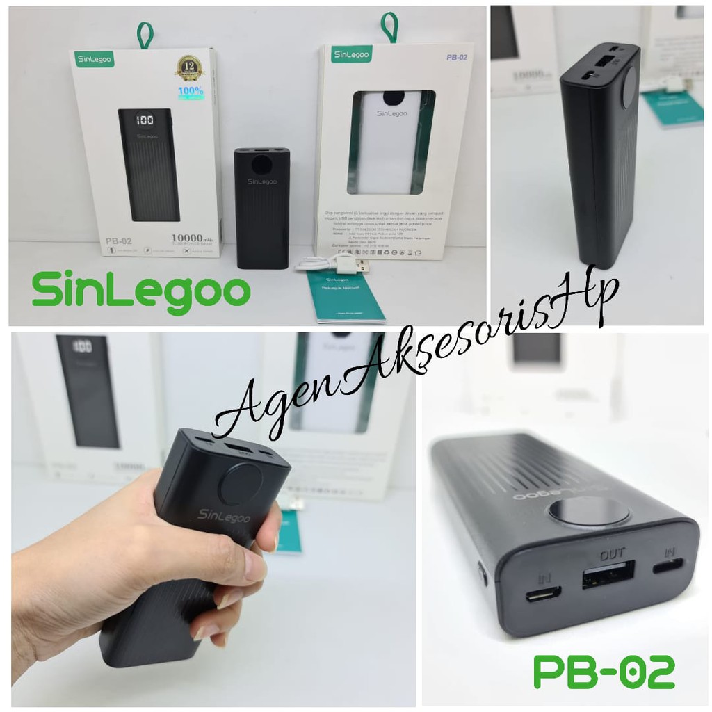 SinLegoo PB-02 10000mAh 2.1A 2 USB with LED Display Power Bank Fast Charging GARANSI 1 TAHUN