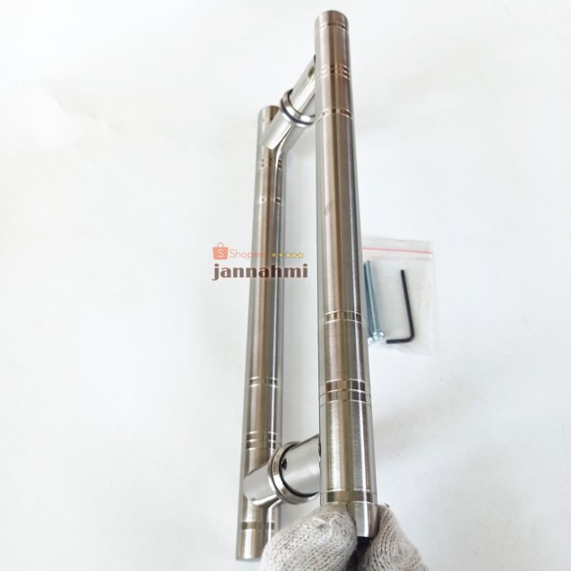 handle pintu stenlis baut tembus dop lis glosi 35cm