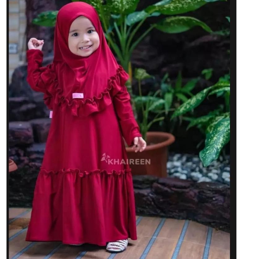 (HARGA TERMURAH) GAMIS syari ANAk set hijab perempuan TANGGUNG TERBARU 2021 MODERN KEKINIAN / gamis 
