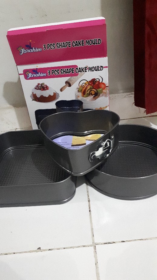[berat 1kg] Set Loyang Bolu Bongkar Pasang / 3 Pcs Shape Cake Mould Anti Lengket / Springfoam Pan