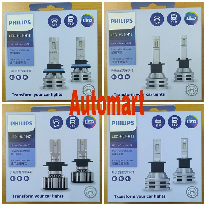 Philips Ultinon Essential G2 LED H11 H1 H7 H3 Bohlam Lampu Mobil Putih
