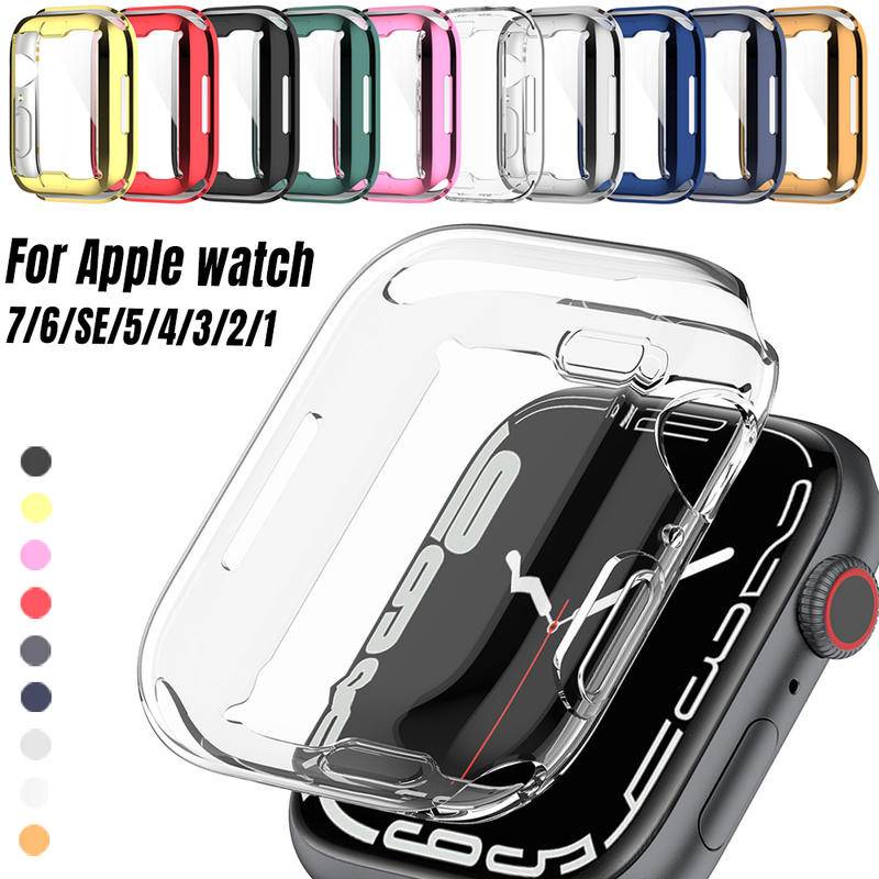 Soft Case Pelindung Layar Transparan Untuk Apple Watch Seri 7 6 5 4 3 2 1 SE 38 40 41 42 44 45mm