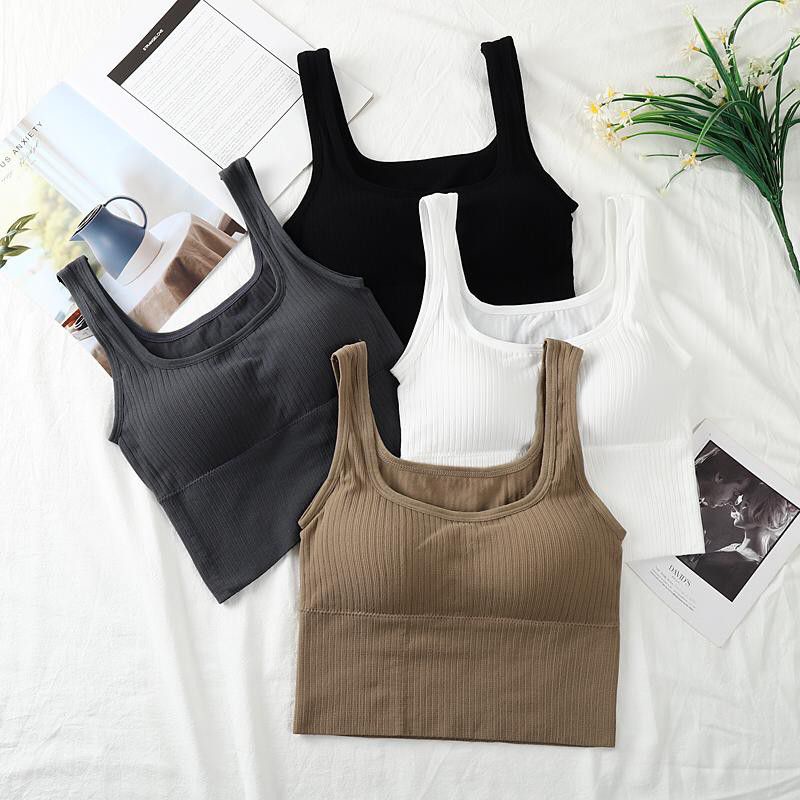 tanktop 04 tanktop Korean singlet atasan dalaman rajut tanktop bra cup square neck tanktop import