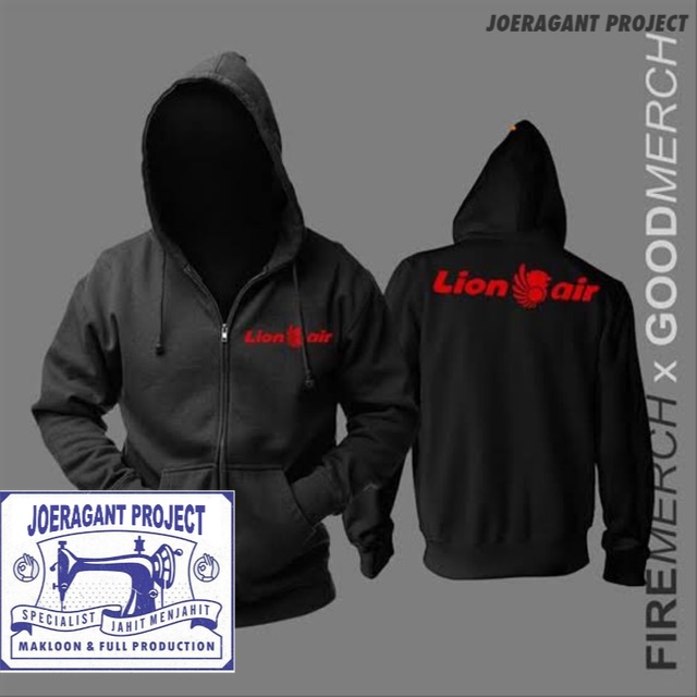JAKET HOODIE LION AIR ZIPPER SWEATER PESAWAT PENERBANGAN AVIASI LION GROUP FASHION JP