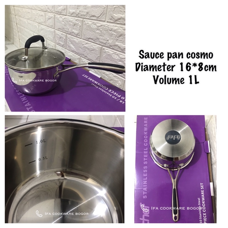 Sauce pan 16cm (panci) by Ichef satuan dari set cosmo