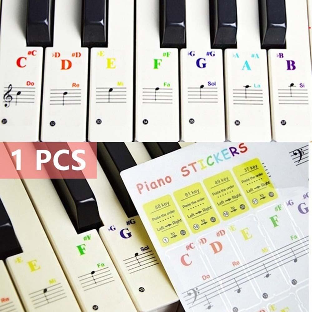 QUINTON Stiker Keyboard Piano Untuk Pemula Multicolor Sticker Symbol Electronic Keyboard Key 88Keys Perekat Piano Stave Note