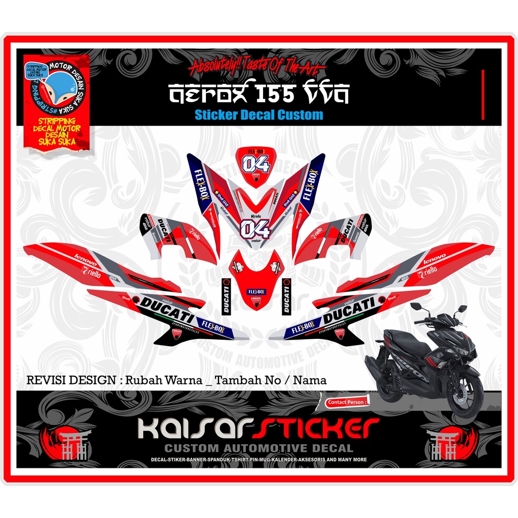 STICKER DECAL MOTOR AEROX 155 FULL BODY STIKER YAMAHA AEROX DUCATI MERAH 04