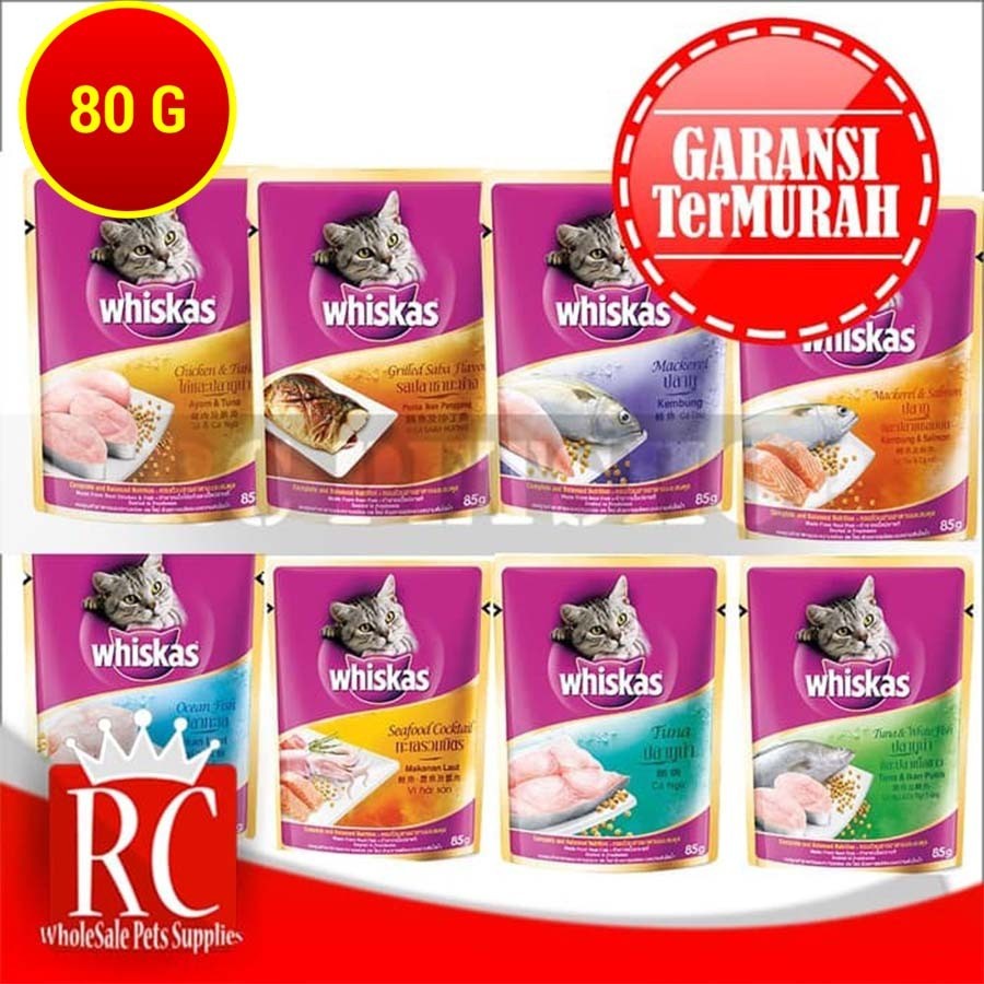 Makanan Kucing Basah Whiskas WetFood / Sachet / Pouch Adult 85 Gram