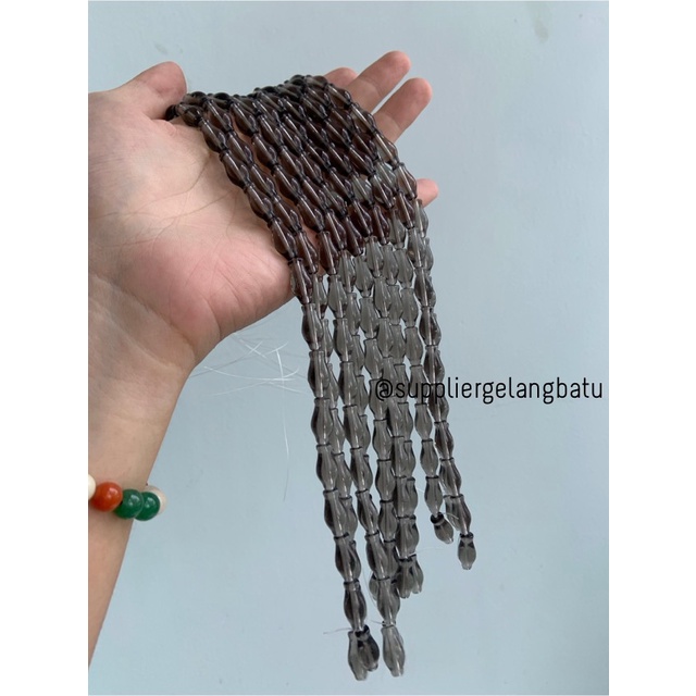 manik ujung kepala tasbih GUCI SMOKY bening kreasi kalung gelang 8mm