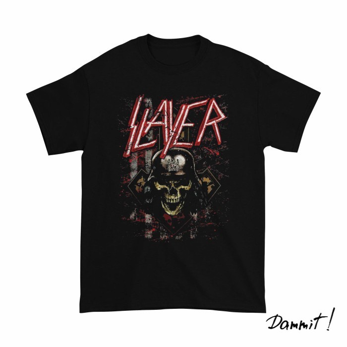 Kaos Band Slayer Scratched Flag 2018 Tour - Hitam