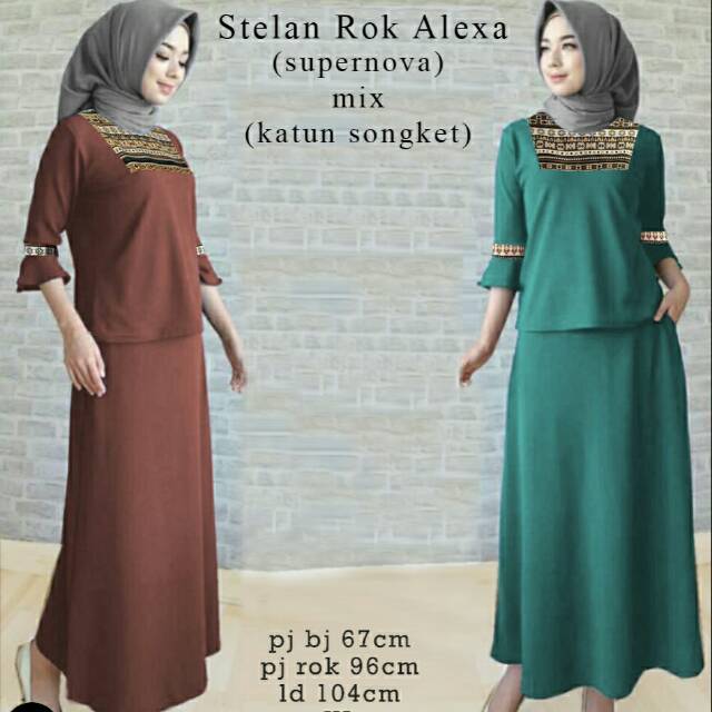 setelan GSS 7954 stelan rok alexa