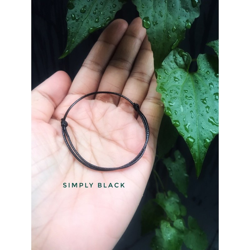 GELANG HITAM - ”SIMPLY BLACK” - GELANG TALI TIPIS - GELANG COUPLE-GELANG POLOS HITAM