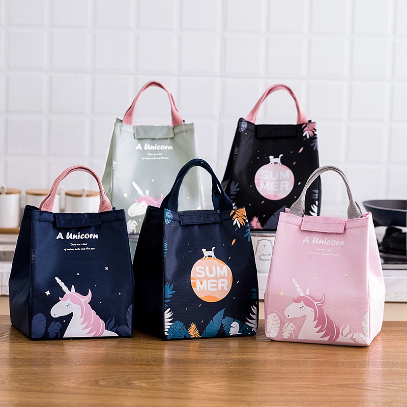 OVERFLOWS.ID Lunch Bag Tas Bekal Tempat Makan Cooler LunchBag Box Motif Anak Dewasa Tas Piknik