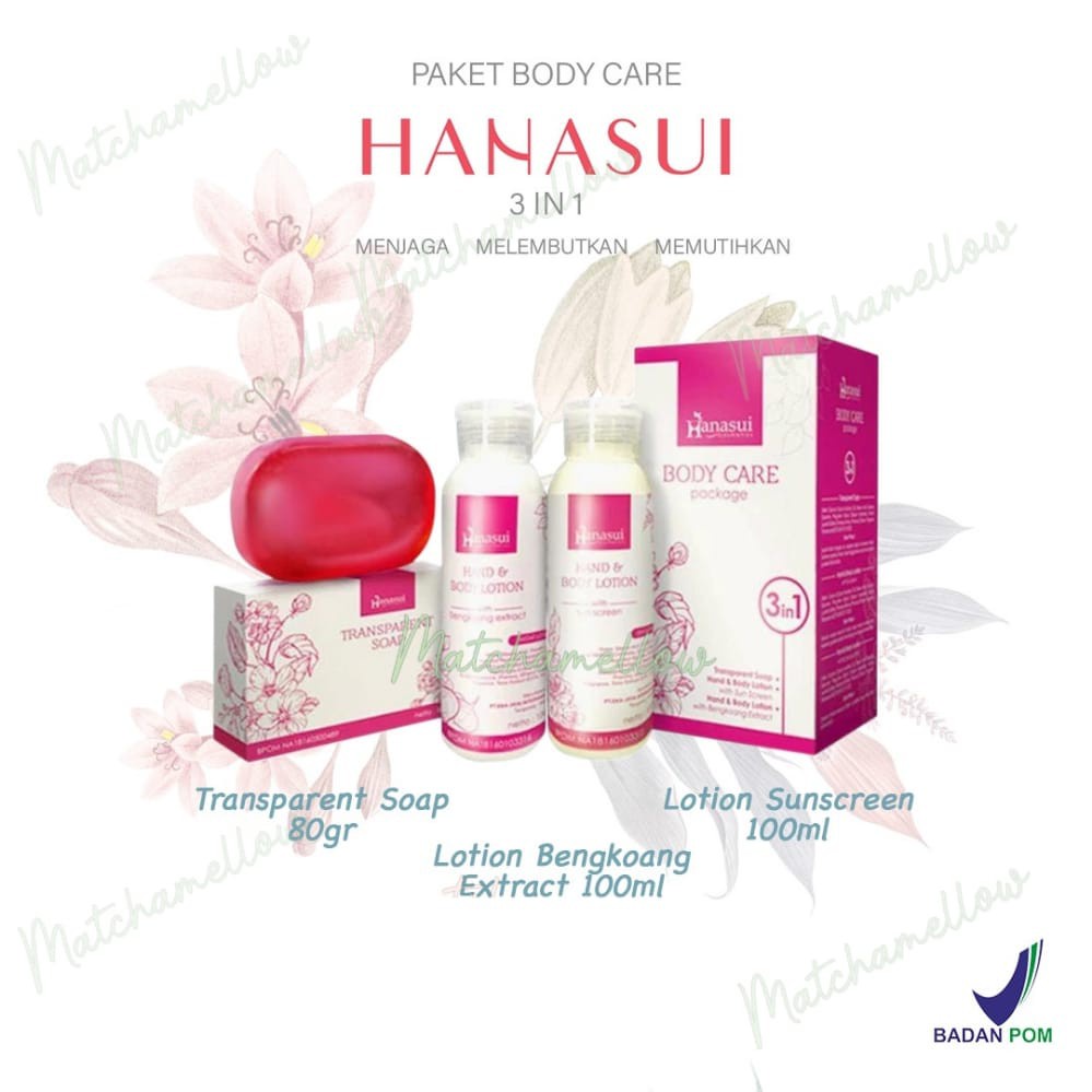 ❄️MATCHA❄️ HANASUI PAKET BODY CARE 3IN1 LOTION / BODY SERUM GEL / LOTION HANASUI KANA MILKY BPOM