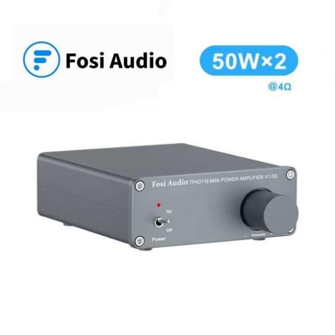 Fosi Audio Mini Amplifier 2 Ch Stereo Hi-Fi Class D Amp 50Wx2 - V1.0G - Gray