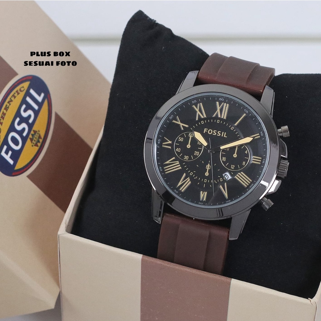 Grosiran Jam Tangan Pria FI45100SE Analog Strap Rubber Tanggal Aktif Free Box Exclusive (COD)