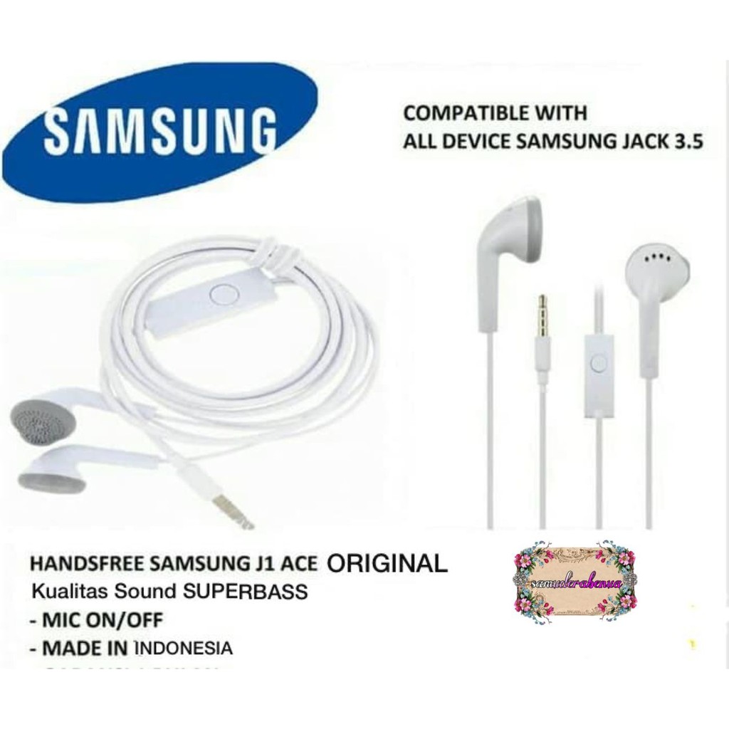 Headset Headsfree henset Hf Samsung J1ace , J2prime , J3 , J5 ,A10s ,s5830 original INDONESIA SB965