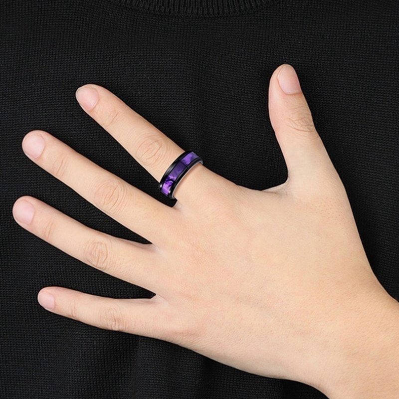 Cincin Desain Butterfly Amethyst Bahan Titanium Steel Untuk Pria Dan Wanita