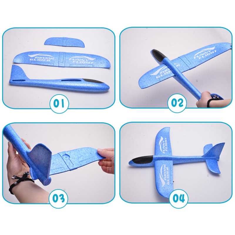 Mainan Pesawat Terbang Busa Lentur DIY Hand Throw Foam Flying Glider