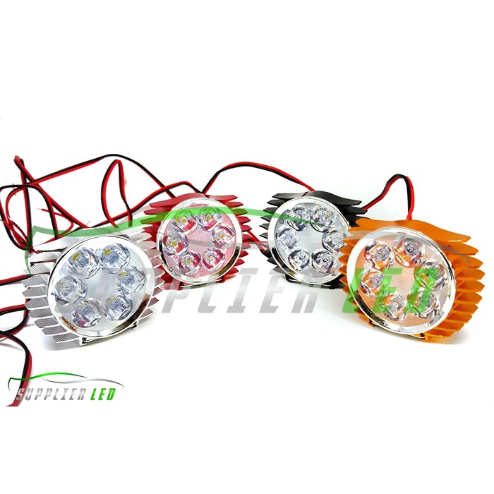 Lampu Tembak Sorot Motor Mobil LED 6 Mata Gepeng Slim Super Terang - Perak