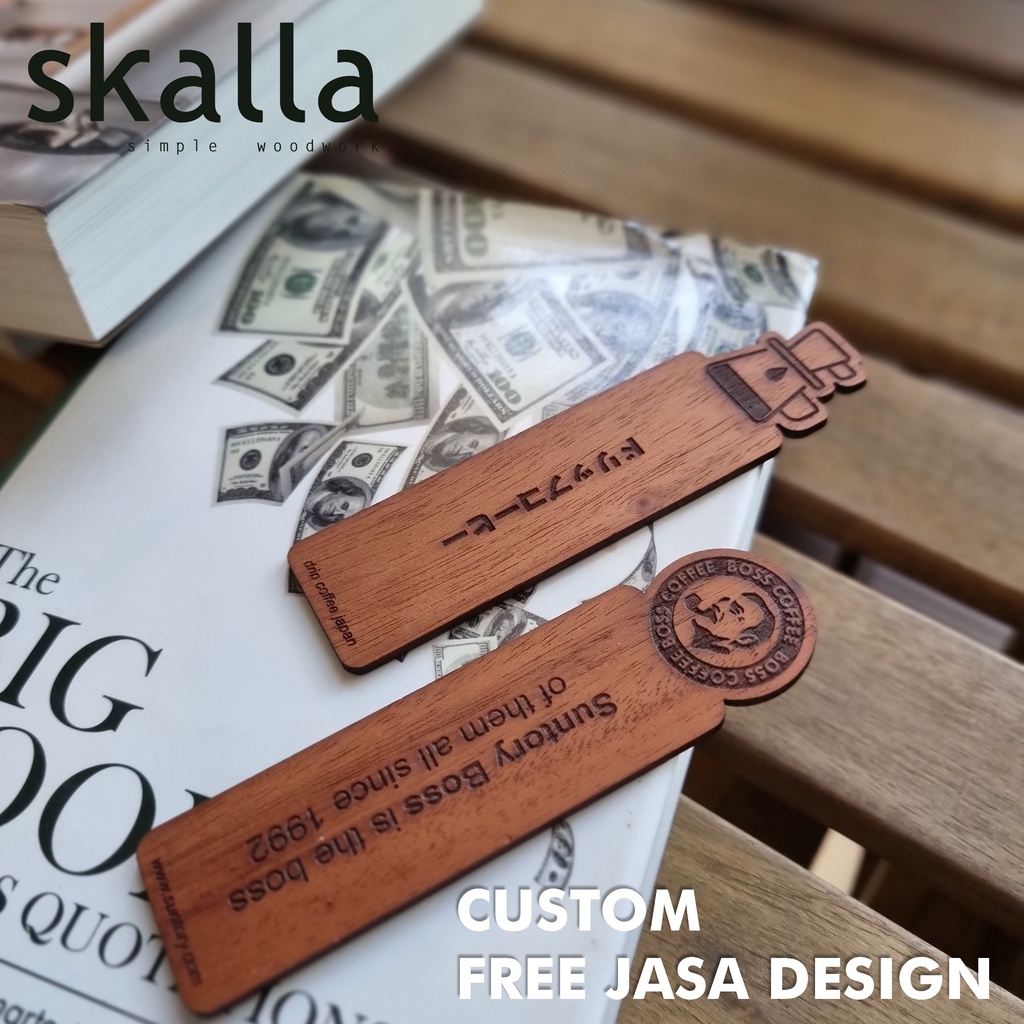 

pembatas buku bookmark kayu custom souvenir gift hadiah alat tulis