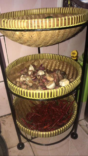 Rak Bawang Mini Rak Bumbu Susun 3 Hitam