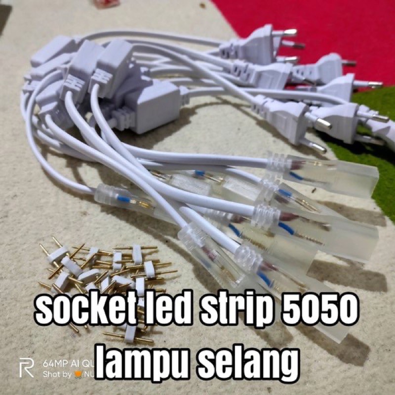 Socket Colokan Led strip 5050 3014 3528 adaptor lampu selang 220 volt