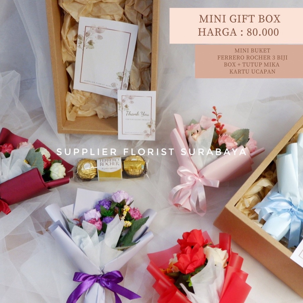 MINI GIFT BOX BUKET BUNGA MINI KADO HADIAH WISUDA HADIAH ULANG TAHUN HADIAH ANNIVERSARY HADIAH VALENTINE VALENTINES DAY BOUQUET BUNGA MINI