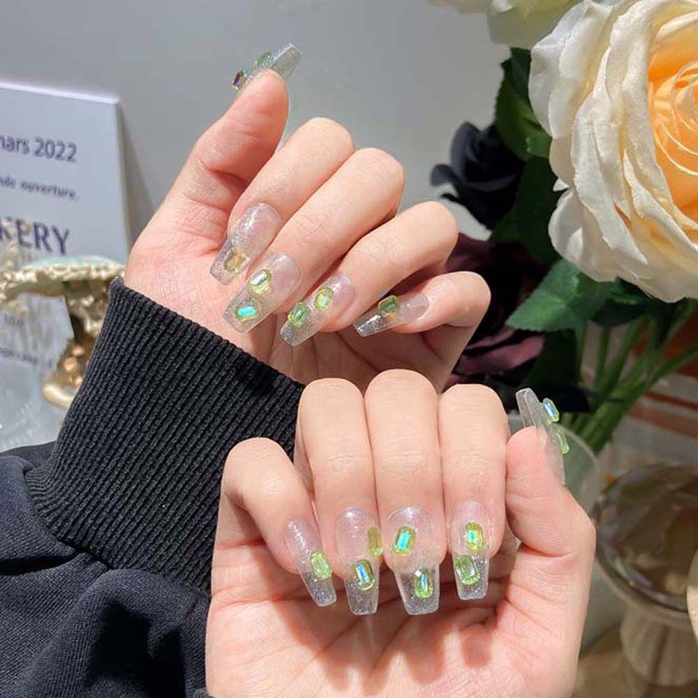 Mxbeauty Aurora Nail Art Rhinestones Warna-Warni Fashion Symphony Rectangle Nail Drills Nail Ornament 3D Perhiasan Kuku