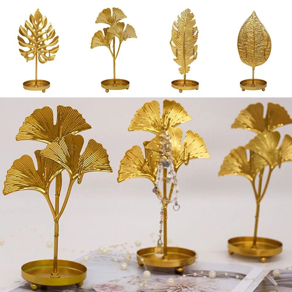 Rak Display Perhiasan Agustina Portable Elegan Anting Kalung Daun Logam Cincin Show Case