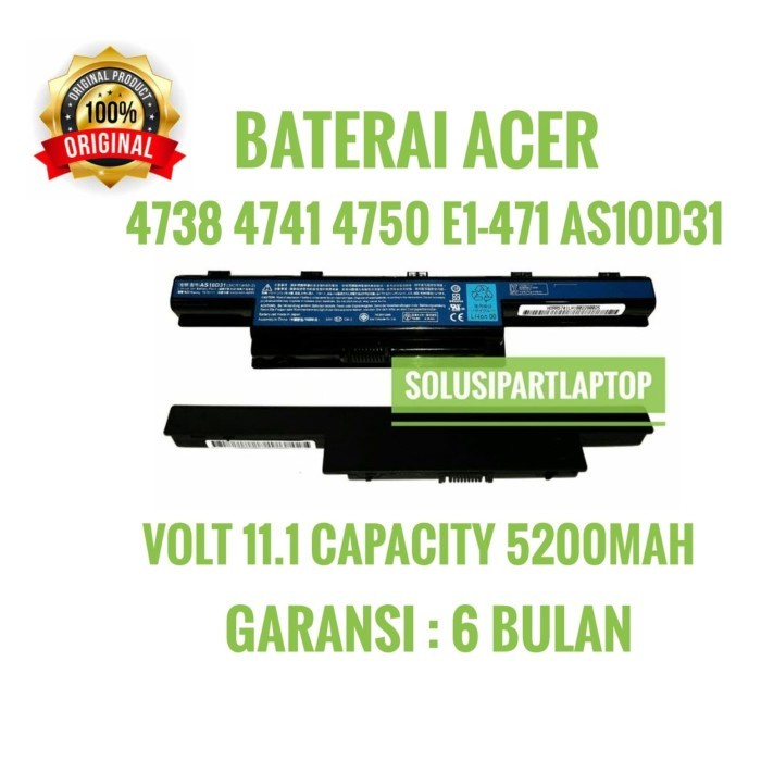 Baterai/Batre Laptop Acer Aspire 4750 4752 4752Z 4741 Series Ori