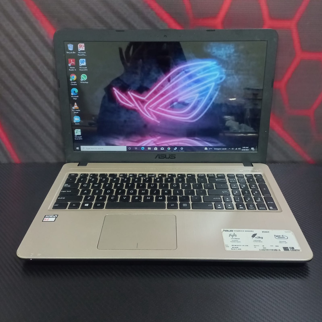 Laptop Asus X540Y AMD E2 Ram 4GB HDD 500GB Win 10 - Siap pakaii