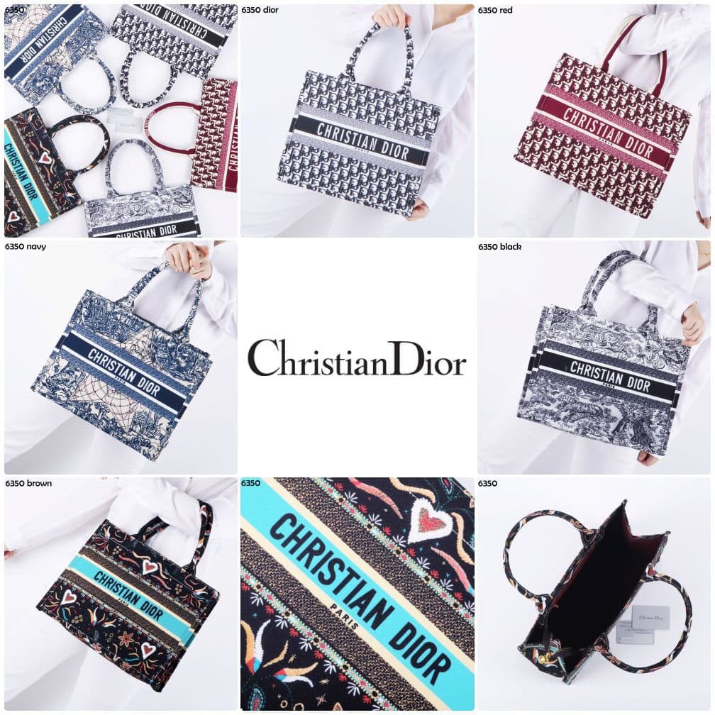 COD ❤️ Tas Wanita Christian Dior Embroidery Book Totebag Canvas Premium best