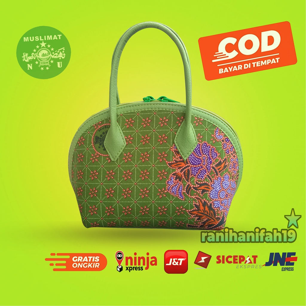 Tas Jinjing Kerang jumbo Tas Tote Mini bahan batik muslimat/Tas muslimat NU ibu pengajian