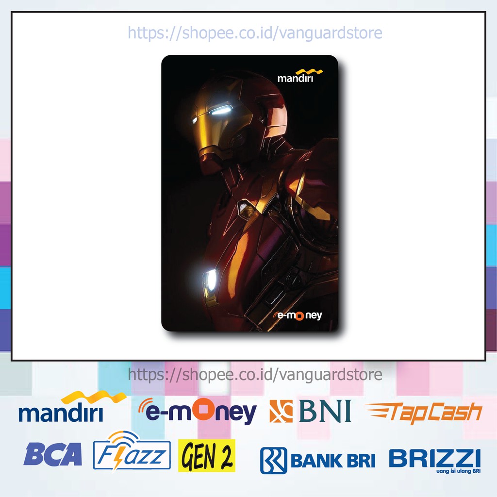 KARTU E MONEY E TOLL IRON MAN SUPERHERO ANIME 3 EMONEY MANDIRI FLAZZ BCA BNI TAPCASH BRIZZI -1 SISI